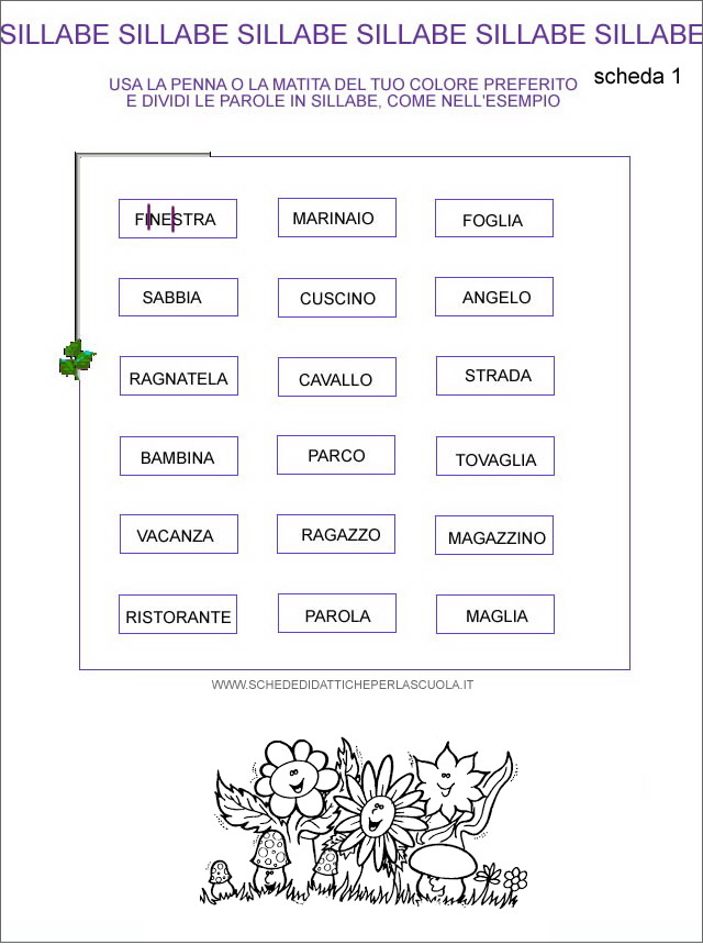 Dividi In Sillabe Schede Didattiche Per La Scuola