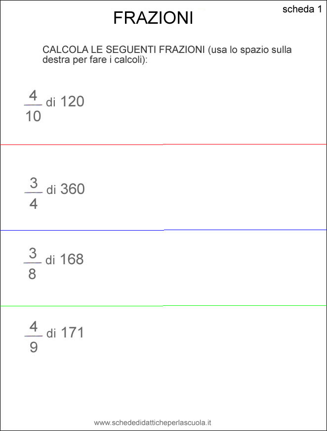 Le Frazioni Schede Didattiche Per La Scuola