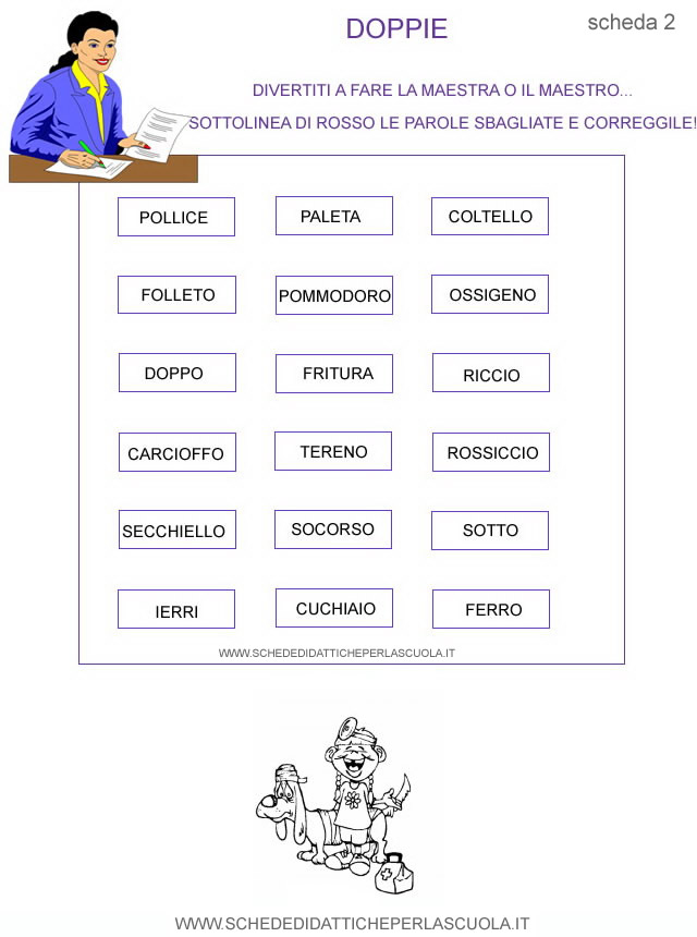 Le Doppie Schede Didattiche Per La Scuola