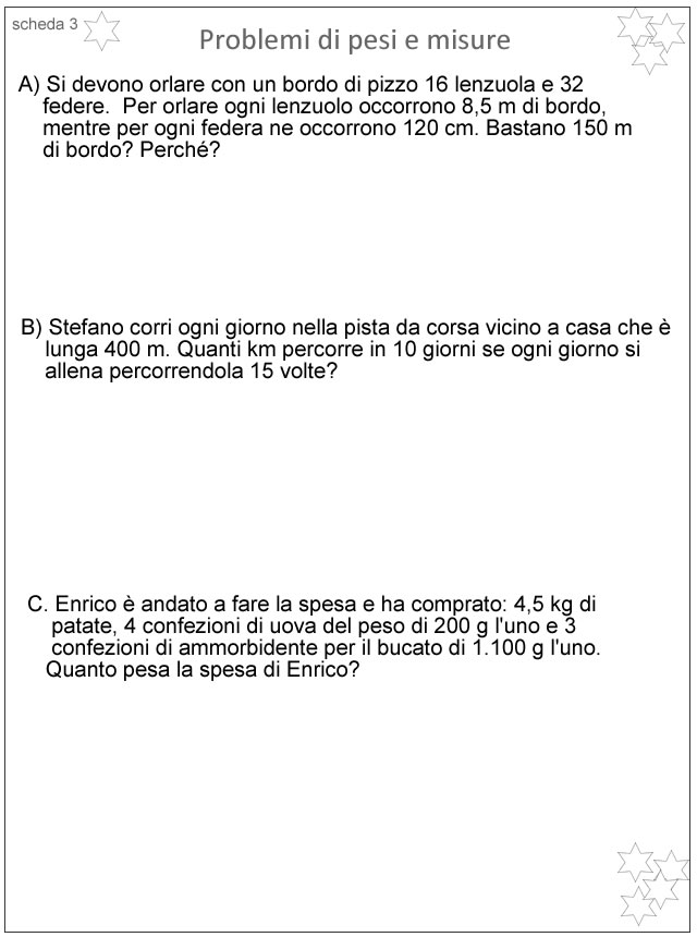 Problemi Di Pesi Misure E Compravendita Schede Didattiche Per La Scuola