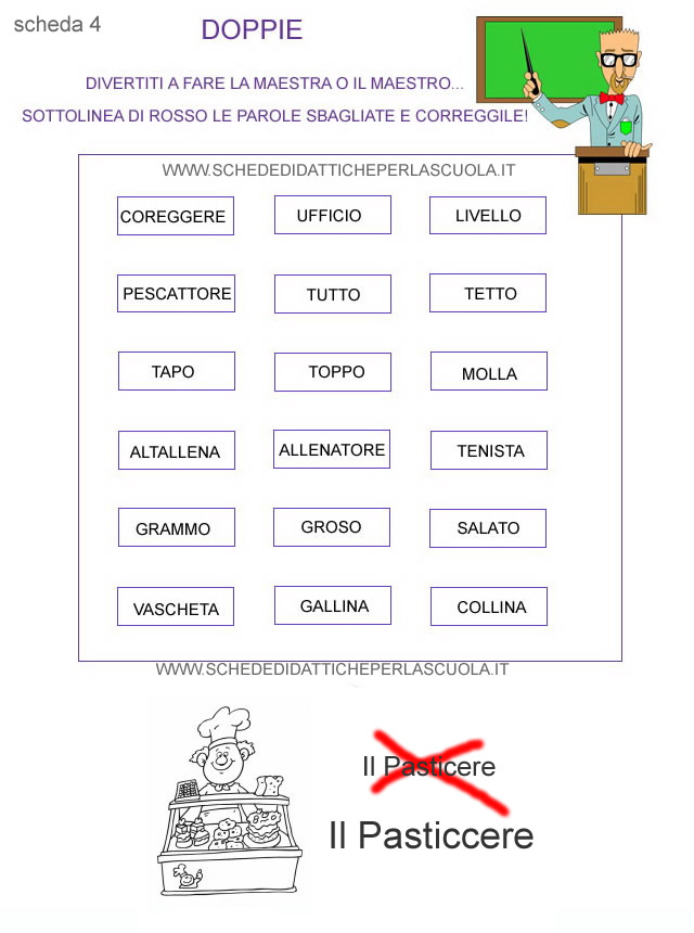 Le Doppie Schede Didattiche Per La Scuola