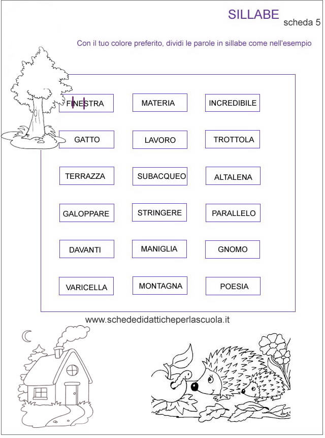 Dividi In Sillabe Schede Didattiche Per La Scuola