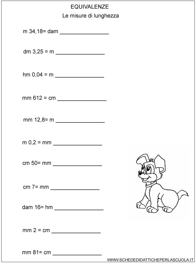 Equivalenze Le Misure Di Lunghezza Schede Didattiche Per La Scuola