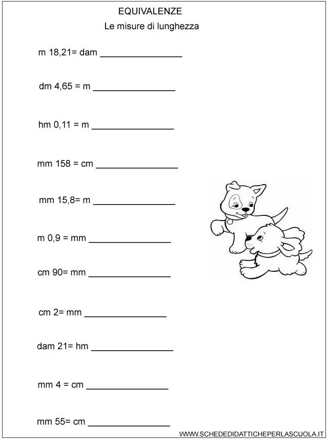 Equivalenze Le Misure Di Lunghezza Schede Didattiche Per La Scuola
