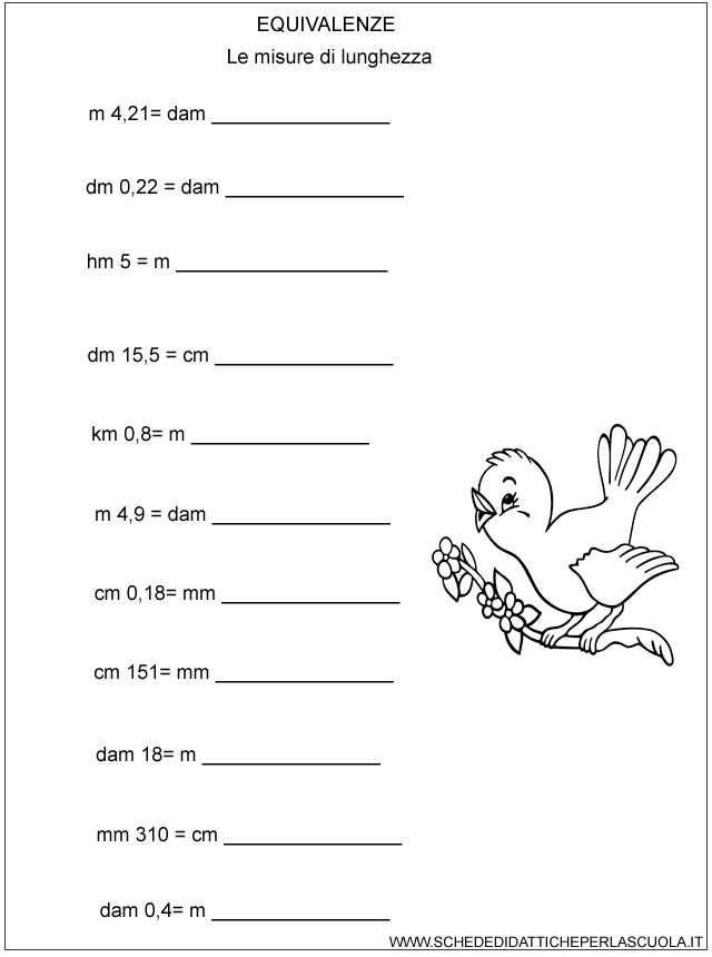 Equivalenze Le Misure Di Lunghezza Schede Didattiche Per La Scuola
