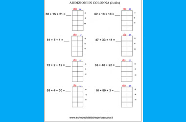Addizioni In Colonna Schede Didattiche Per La Scuola